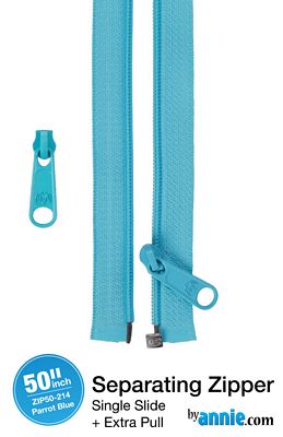 50" Separating Zipper with Extra Slide, Parrot Blue - Choice FabricsZIP50-214