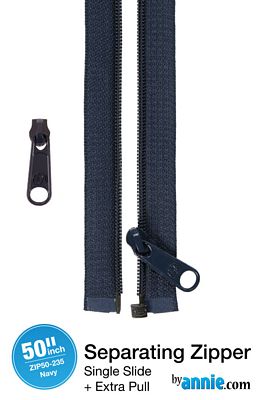 50" Separating Zipper with Extra Slide, Navy - Choice FabricsZIP50-235