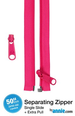 50" Separating Zipper with Extra Slide, Lipstick - Choice FabricsZIP50-250