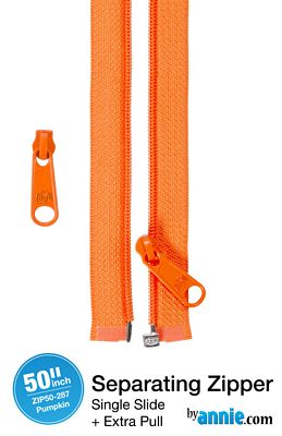 50" Separating Zipper with Extra Slide, Pumpkin - Choice FabricsZIP50-287