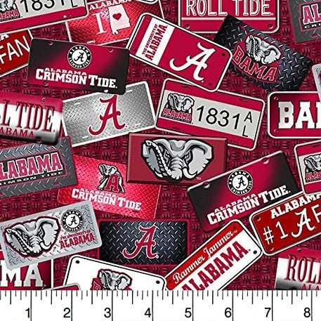 Alabama Crimson Tide - License Plates (3 - Yard Pack) - Choice FabricsAL-1210