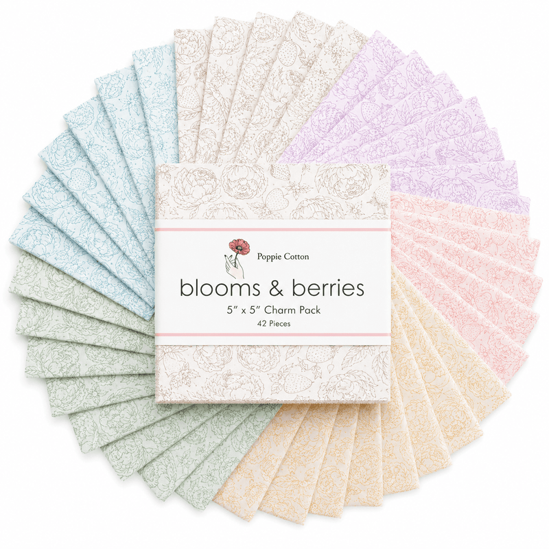 Blooms and Berries by Poppie Cotton - 5"x5" Charm Pack (42 Squares) - Choice FabricsBLOOMS-5X5