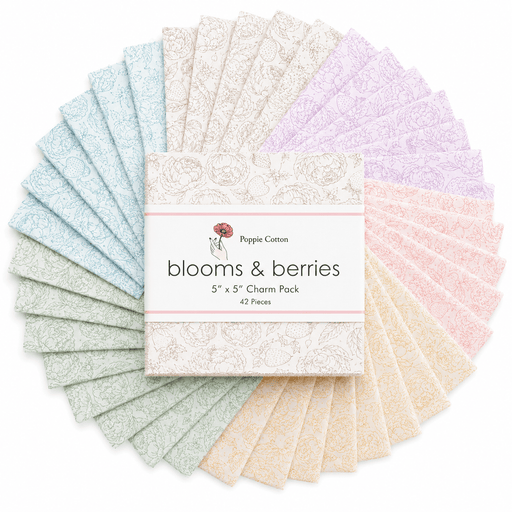 Blooms and Berries by Poppie Cotton - 5"x5" Charm Pack (42 Squares) - Choice FabricsBLOOMS-5X5