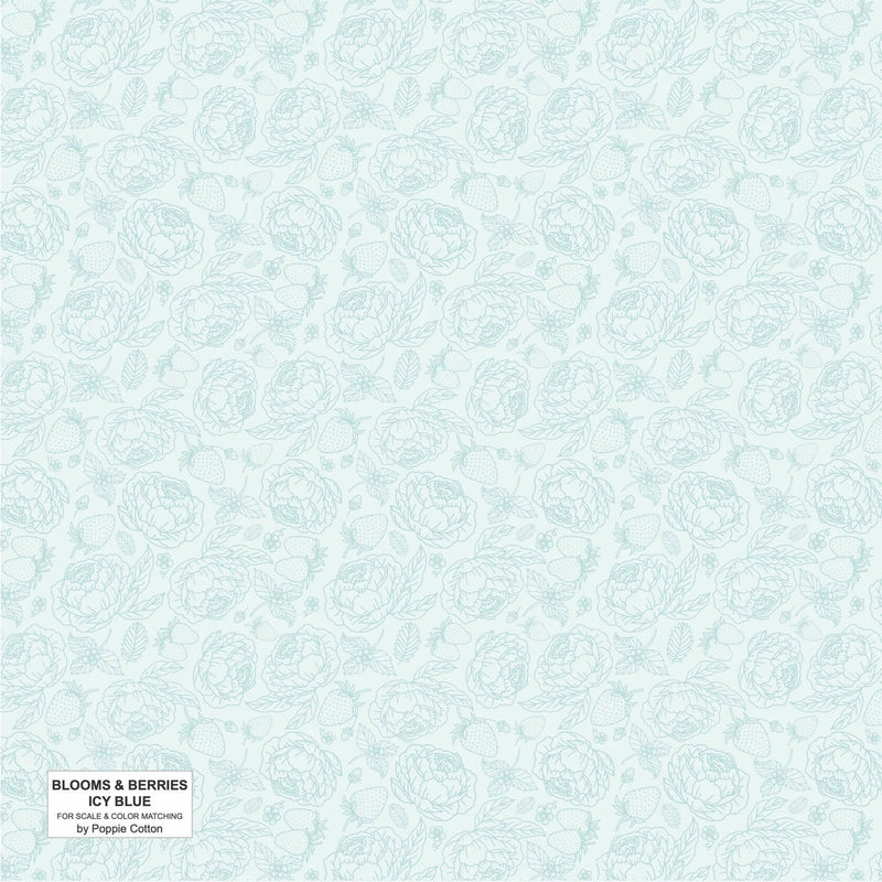 Blooms and Berries - Icy Blue Light Teal - Choice FabricsBAB24184
