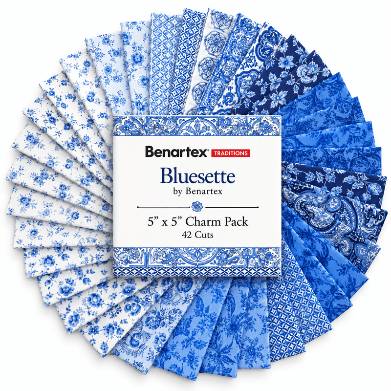 Bluesette by Benartex - 5" x 5" Charm Pack (42 Cuts) - Choice FabricsBLUESETTE-5X5