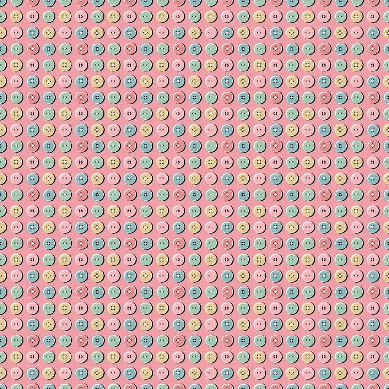 Granny's Sewing Room - Button Collection - Pink - Choice FabricsGS25909