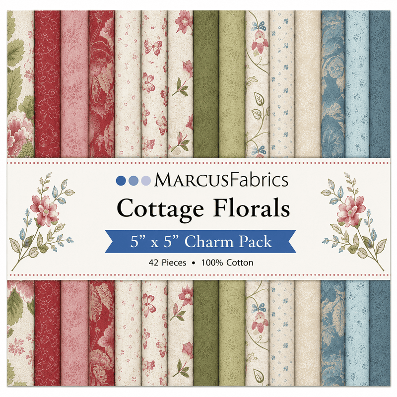 Cottage Florals by Marcus Fabrics - 5x5 Charm Pack (42 Cuts) - Choice FabricsCOTTAGE-5X5
