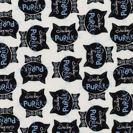 Gray Daily Purrk Purrsuit of Coffeeness Cotton 44"/45" Fabric Per Yard - Choice FabricsDDC12484-GRAY-D