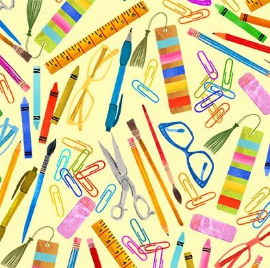 Yellow On My Desk Books are Magic Cotton 44"/45" Fabric Per Yard - Choice FabricsDDC12577-YELL-D