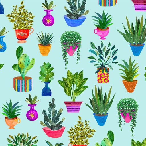 Mint Houseplants Books are Magic Cotton 44"/45" Fabric Per Yard - Choice FabricsDDC12579-MINT-D