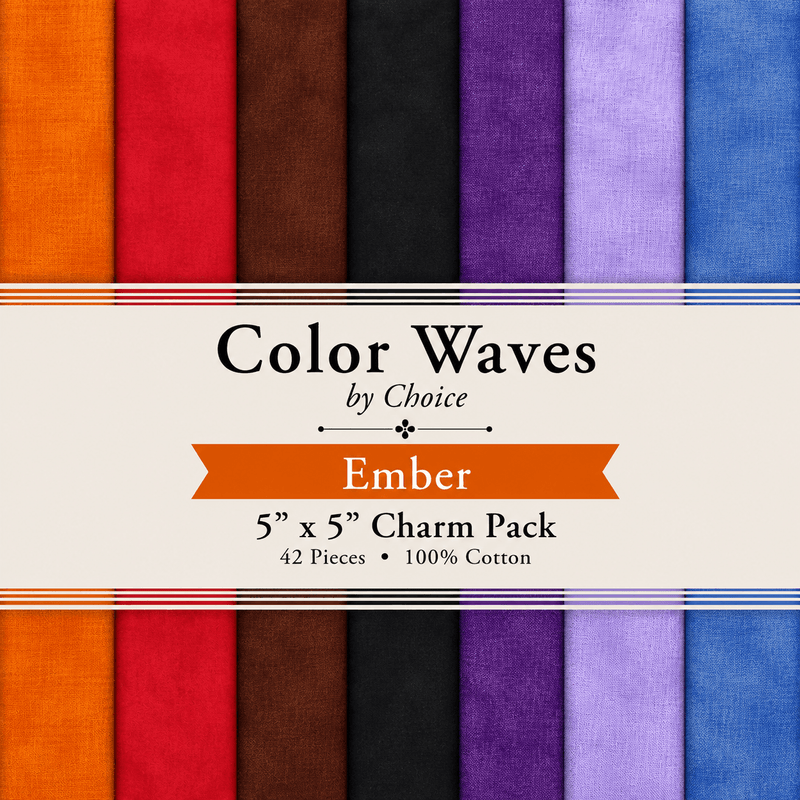 Color Waves Ember 5"x5" Charm Pack - 42 Squares - Choice FabricsEMBER-5X5
