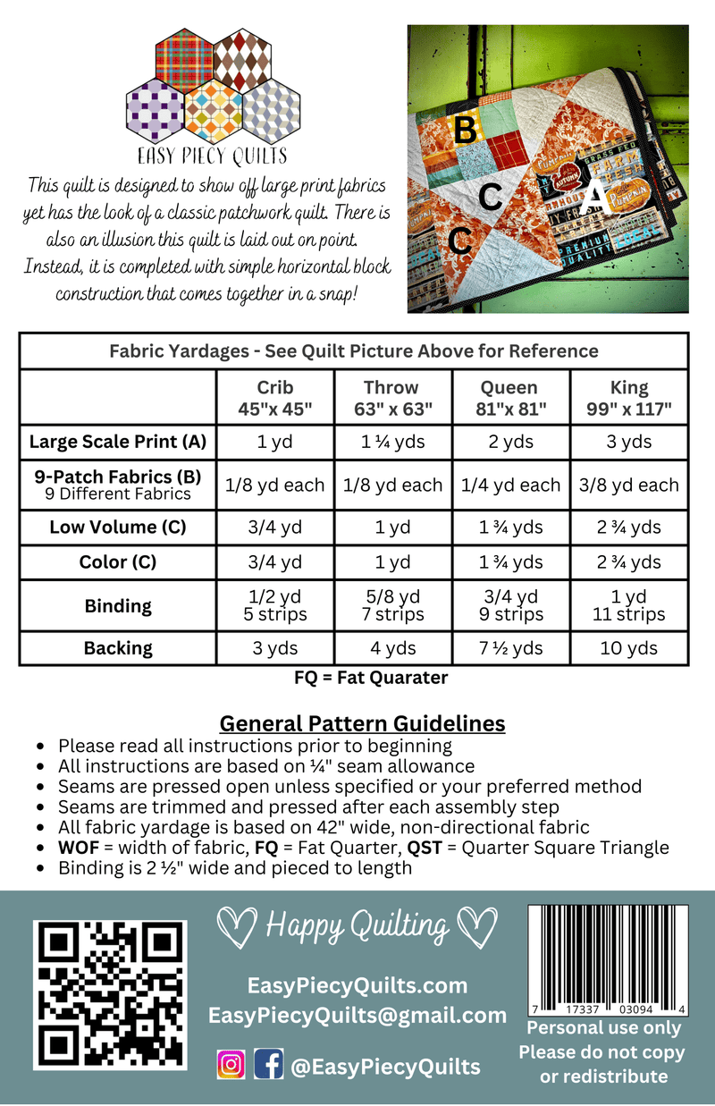 Fairfax Quilt Pattern - Paper Print Version - Choice Fabrics717337030944