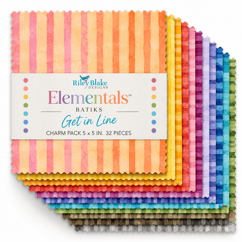 Elementals Batiks Get in Line by Riley Blake - 5" Charm Pack (42 Squares) - Choice FabricsGETINLINE-5X5