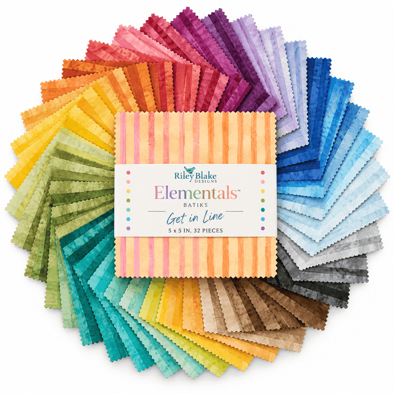 Elementals Batiks Get in Line by Riley Blake - 5" Charm Pack (42 Squares) - Choice FabricsGETINLINE-5X5