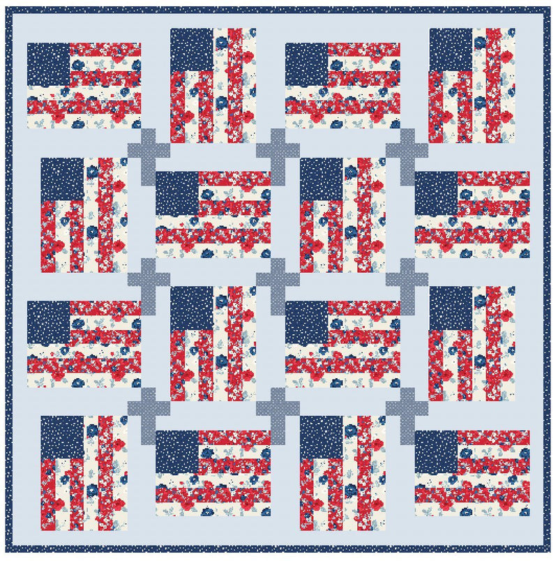 God And Country Quilt Pattern, Flag and Cross Pattern, Paper Print Version - Choice Fabricssku-42880592707737