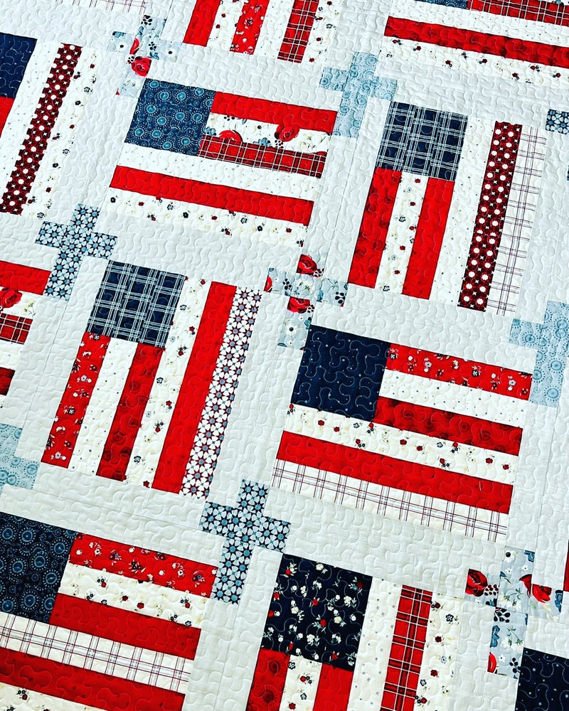 God And Country Quilt Pattern, Flag and Cross Pattern, Paper Print Version - Choice Fabricssku-42880592707737