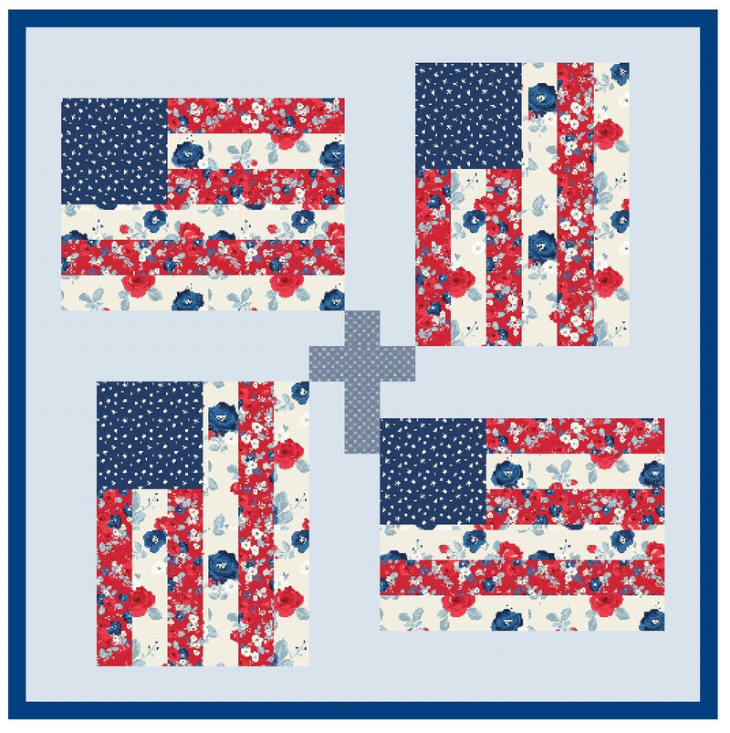 God And Country Quilt Pattern, Flag and Cross Pattern, Paper Print Version - Choice Fabricssku-42880592707737