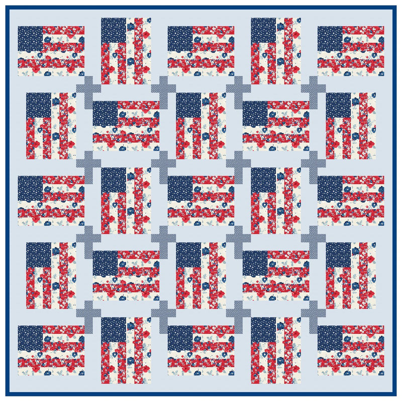 God And Country Quilt Pattern, Flag and Cross Pattern, Paper Print Version - Choice Fabricssku-42880592707737