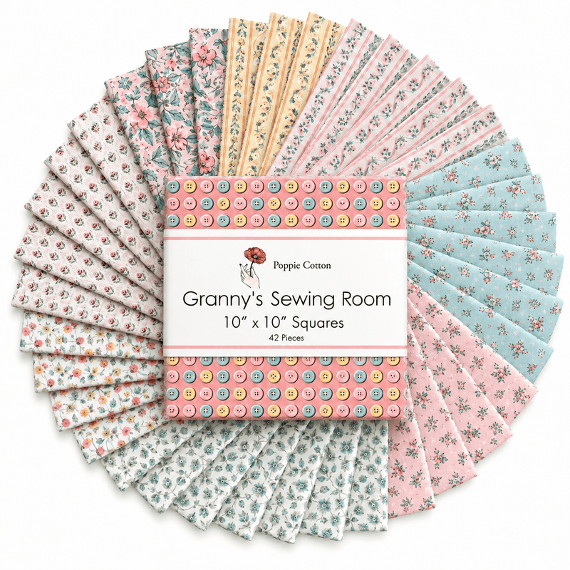 Granny's Sewing Room by Poppie Cotton - 10" Squares (42 Cuts)