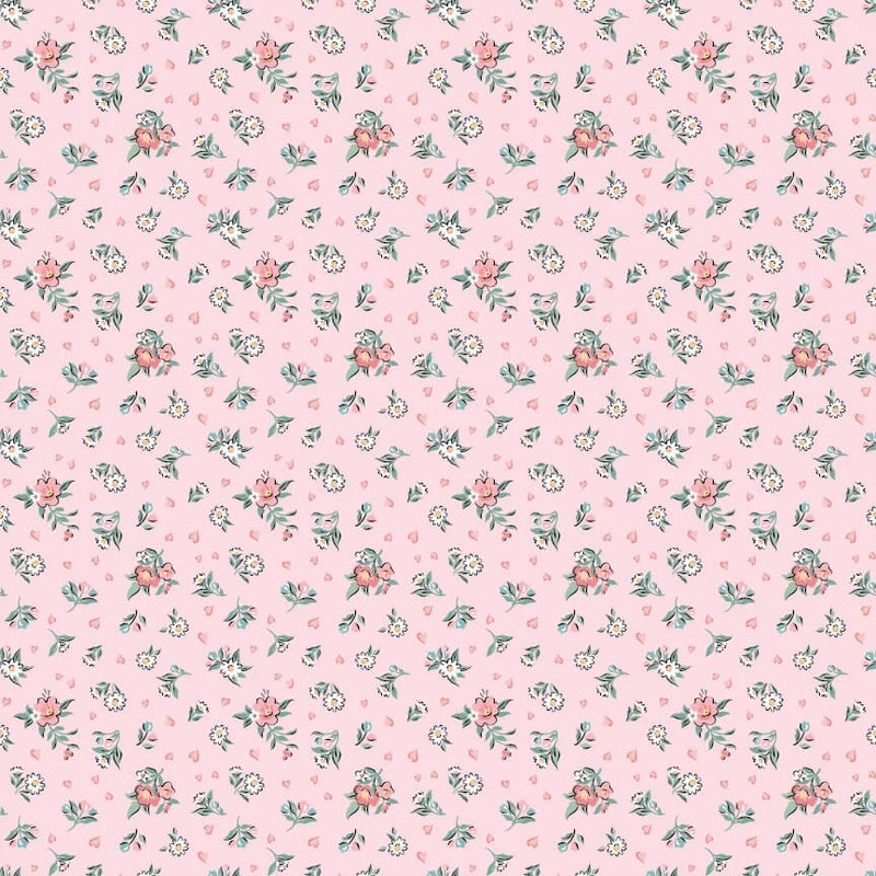 Granny's Sewing Room - Hearts & Posies - Pink - Choice FabricsGS25918