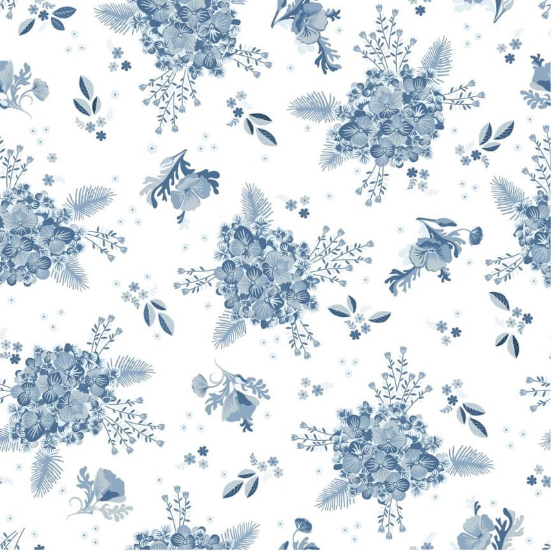 Lakeland Blues - Hydrangeas Light - Choice FabricsLB25813