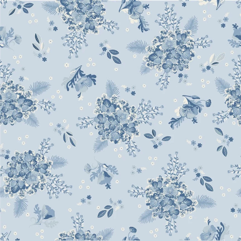 Lakeland Blues - Hydrangeas Medium - Choice FabricsLB25815