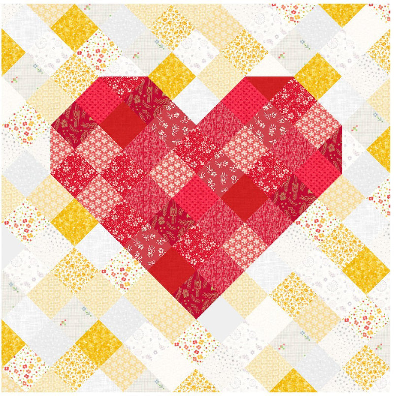 I Love You More Heart Quilted Pillow Pattern - Paper Print Version - Choice Fabricssku-45108228391065
