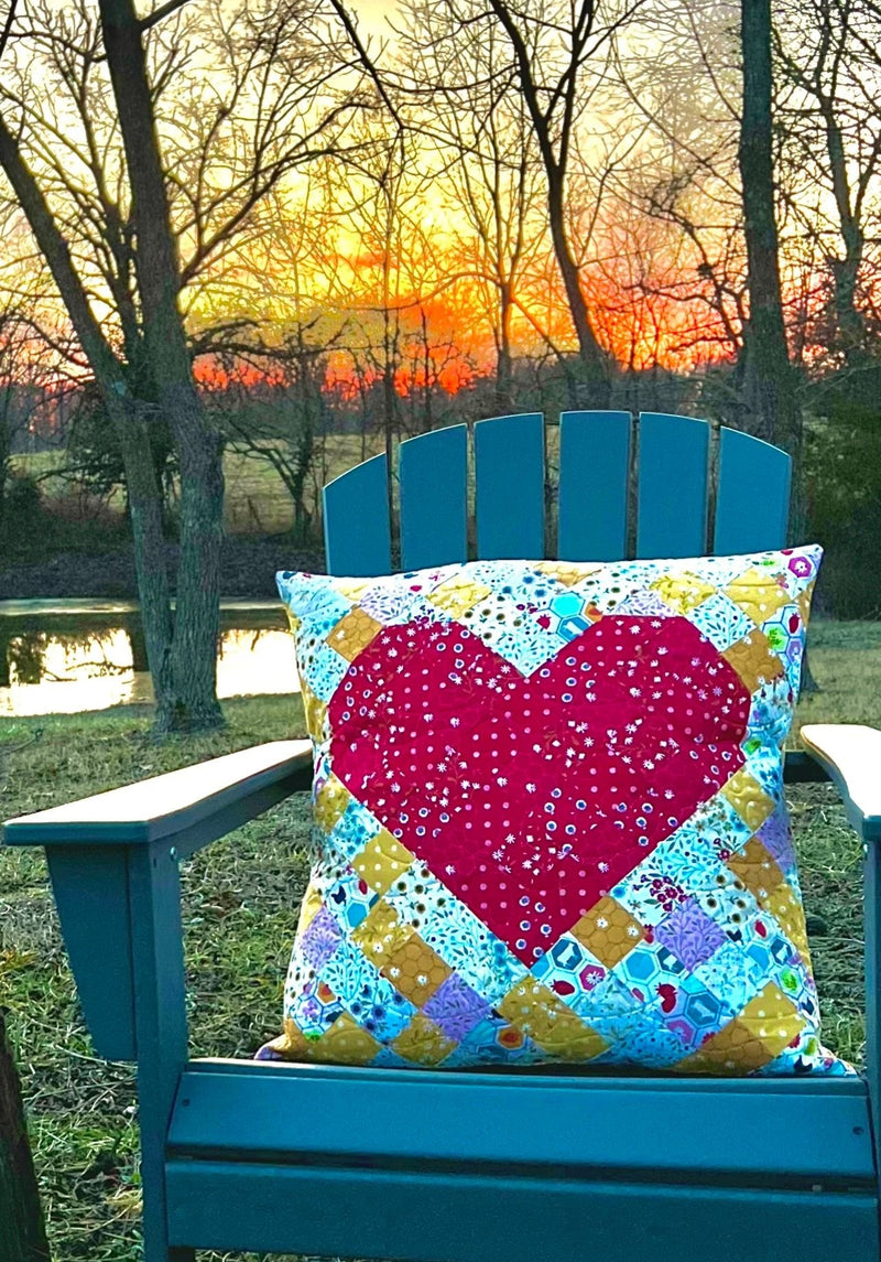 I Love You More Heart Quilted Pillow Pattern - Paper Print Version - Choice Fabricssku-45108228391065