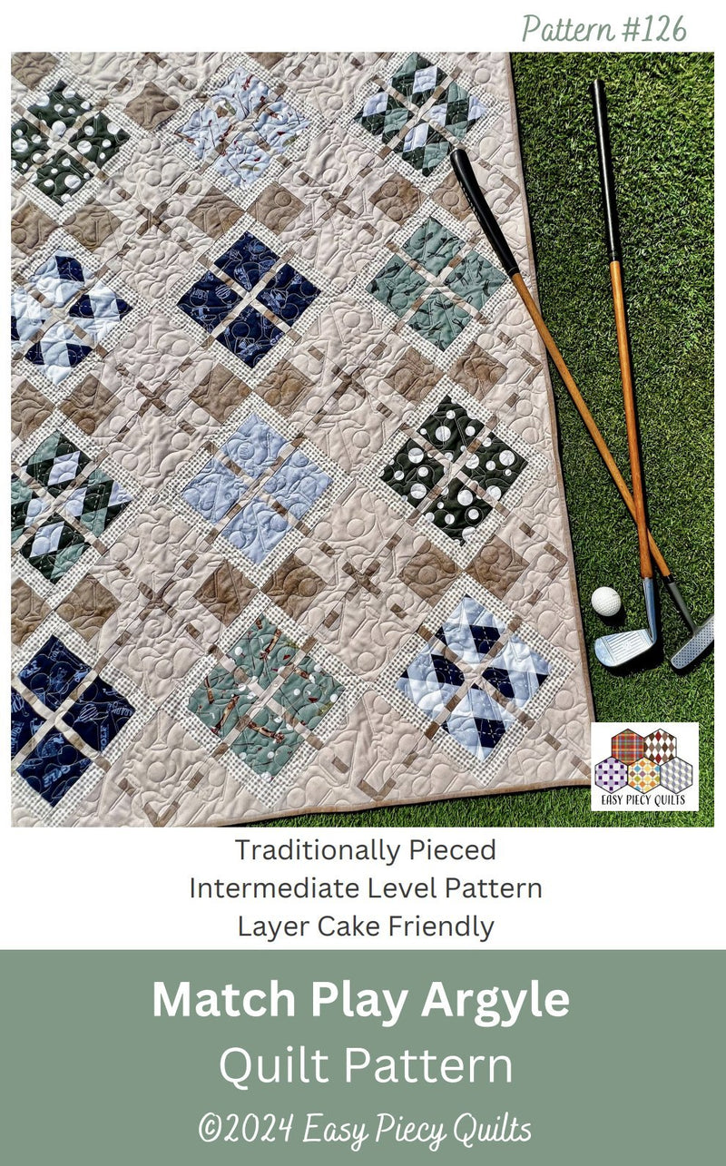 Match Play Argyle Golf Quilt Pattern - Paper Print Version - Choice Fabricssku-45108209418393