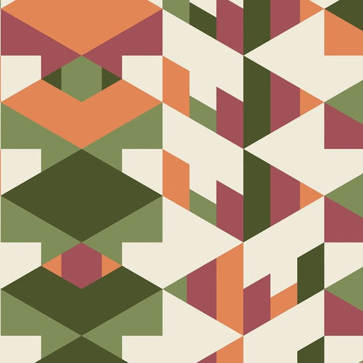Orange and Green American Bold Hollyhock Cotton 44/45 Fabric Per Yard - Choice Fabrics228689
