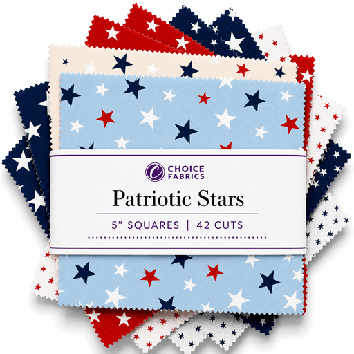 Patriotic Stars - 5x5 Charm Pack (42 Squares) - Choice FabricsPATRIOITIC-5X5
