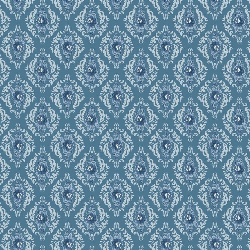 Lakeland Blues - Rose Damask Dark - Choice FabricsLB25805
