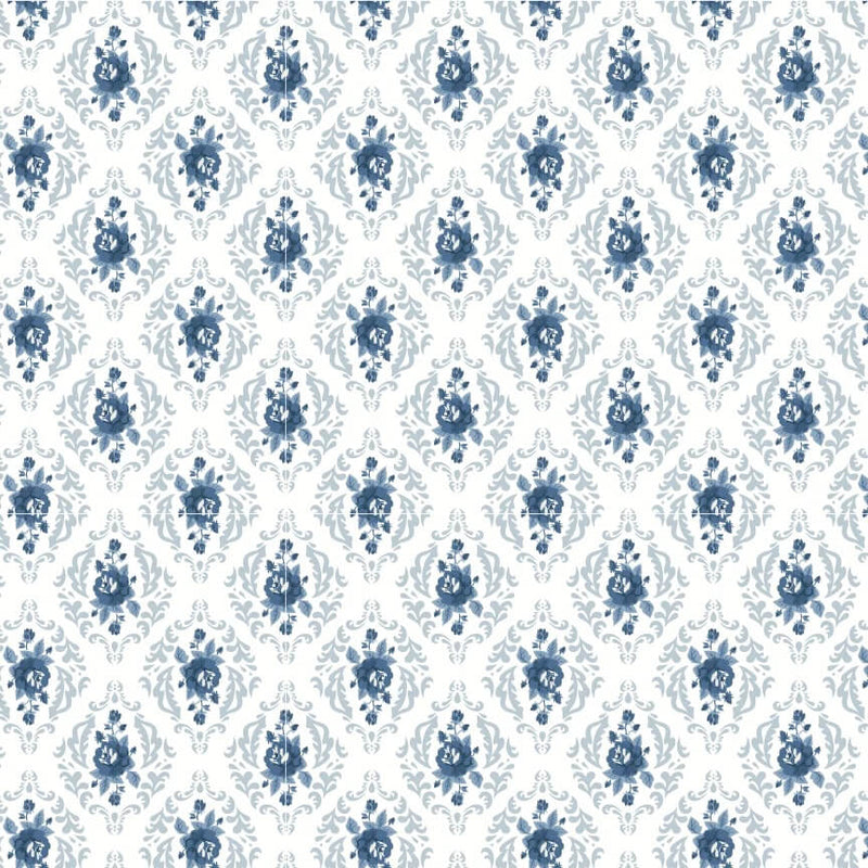 Lakeland Blues - Rose Damask Light - Choice FabricsLB25804