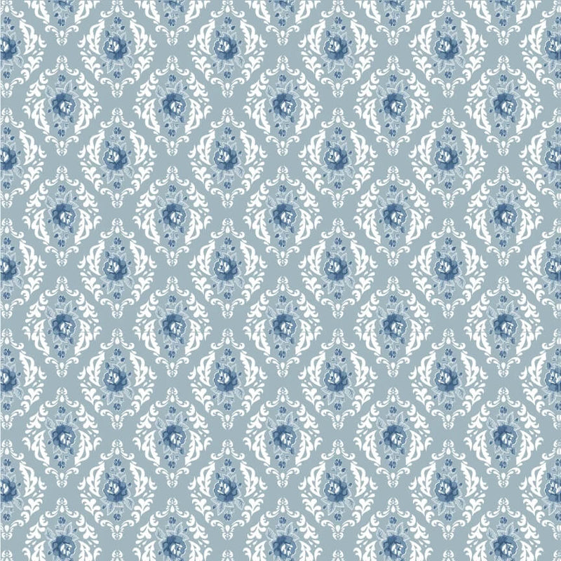 Lakeland Blues - Rose Damask Medium - Choice FabricsLB25806