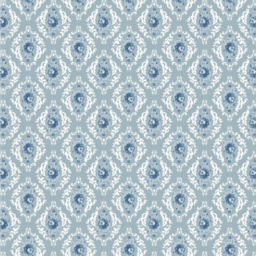 Lakeland Blues - Rose Damask Medium - Choice FabricsLB25806