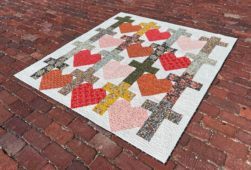 Yes He Loves Me Crosses and Hearts Quilt Pattern Paper Print Version - Choice Fabricssku-42989897482393