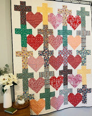 Yes He Loves Me Crosses and Hearts Quilt Pattern Paper Print Version - Choice Fabricssku-42989897482393