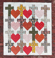Yes He Loves Me Crosses and Hearts Quilt Pattern Paper Print Version - Choice Fabricssku-42989897482393