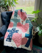 Yes He Loves Me Crosses and Hearts Quilt Pattern Paper Print Version - Choice Fabricssku-42989897482393