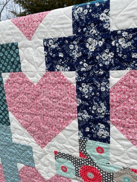 Yes He Loves Me Crosses and Hearts Quilt Pattern Paper Print Version - Choice Fabricssku-42989897482393